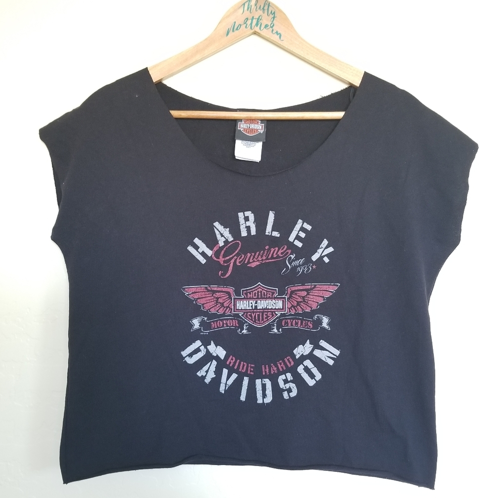 Barnett Harley Davidson upcycled crop top